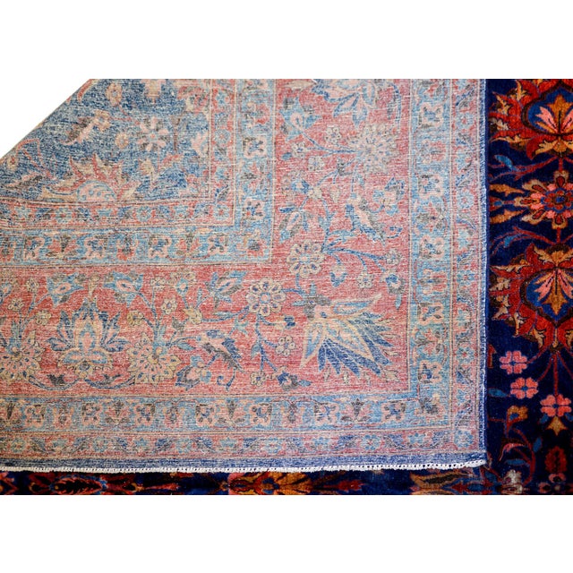 Red 19th Century Antique Kashan Rug - 11′ × 19′4″ For Sale - Image 8 of 8