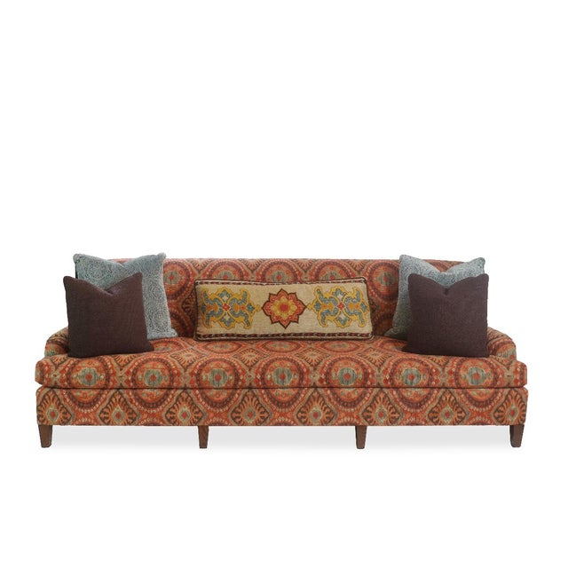 Mid-Century Modern Jonas Ny Upholsterer Monte Carlo Sofa With Bursa Suzani Fabric & Custom Pillows For Sale - Image 3 of 12