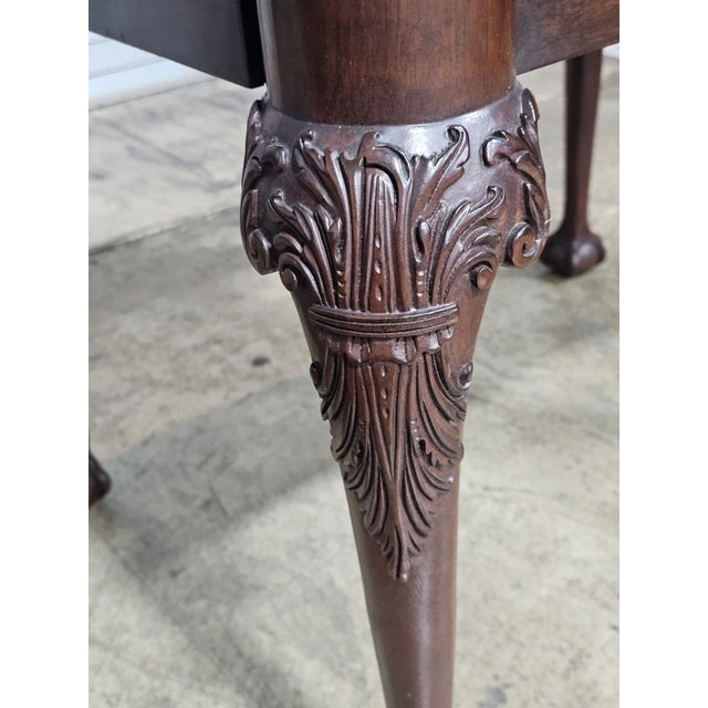 Pair Henkel Harris Chippendale Style Mahogany Claw & Ball Side Tables End Table For Sale - Image 11 of 14