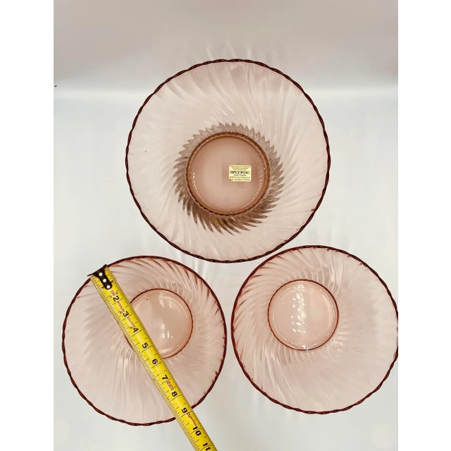 Vintage French Pink Glass Bowls- Set of 3 For Sale - Image 9 of 13