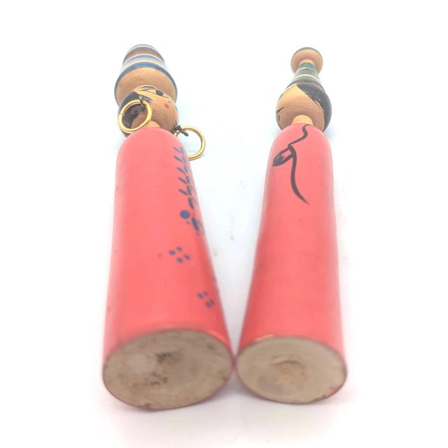 1970s Vintage North African Wood Spindle Dolls, a Pair For Sale - Image 11 of 11