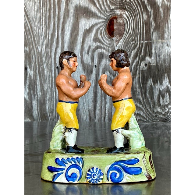 Vintage Boho Staffordshire Boxing Figurine For Sale - Image 11 of 12