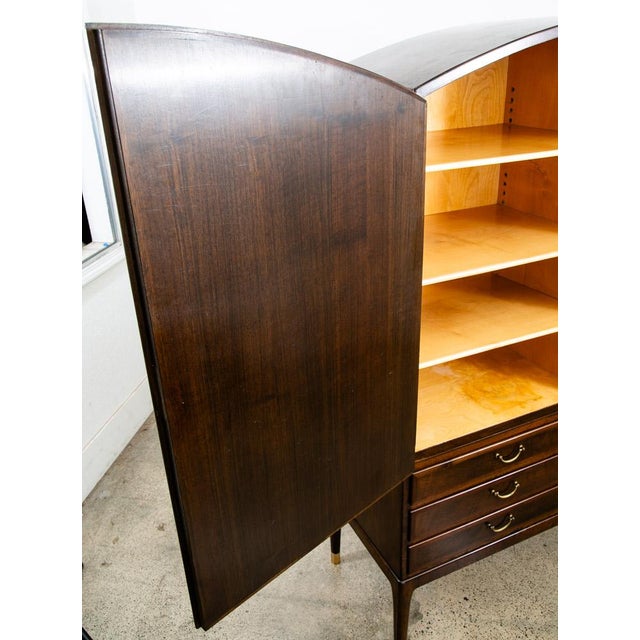 1960s Mid Century Danish Modern Credenza Highboard Cabinet Walnut Arched Door 6 Drawer For Sale - Image 12 of 12