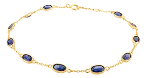 Delicate Blue Sapphire Chain Bracelet in 18k Gold- Gifts for Mother