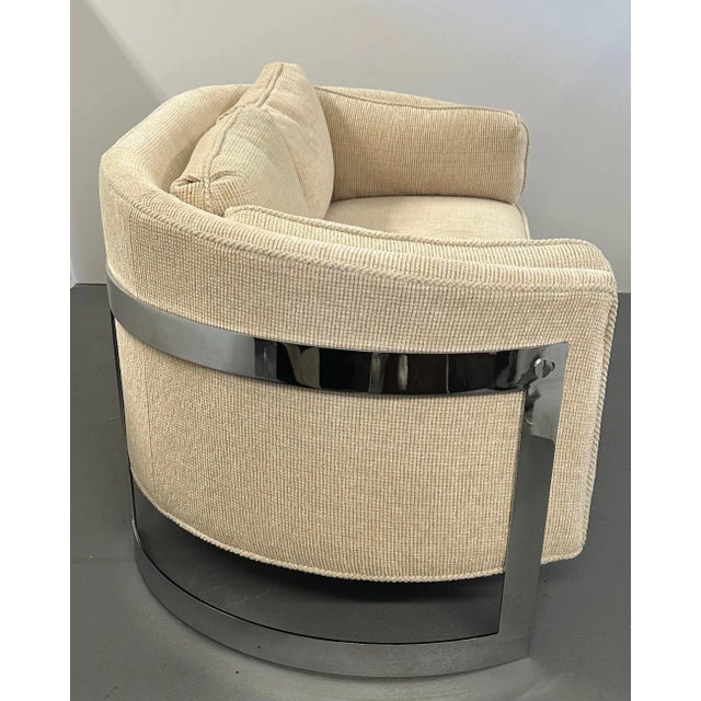 Textile Pace Chrome and Newly Upholstered Chenille Loveseat For Sale - Image 7 of 12