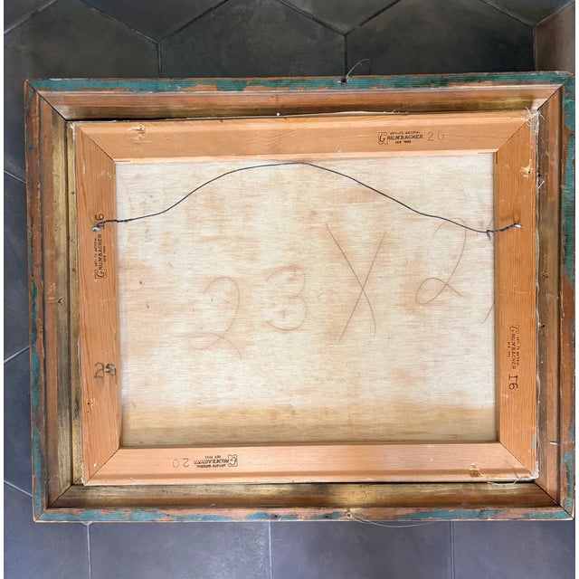 Red Mid 20th Century Original Mid-Century Modern Abstract Oil Painting, Framed For Sale - Image 8 of 13