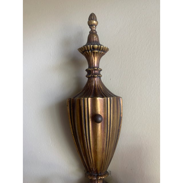 These traditional brass wall sconces will fit into multiple styles of architecture due to their simple lines. Restored in...