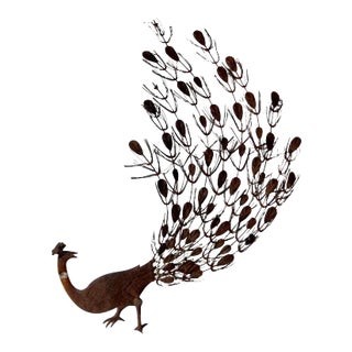 Mid-Century Peacock Wall Decor For Sale