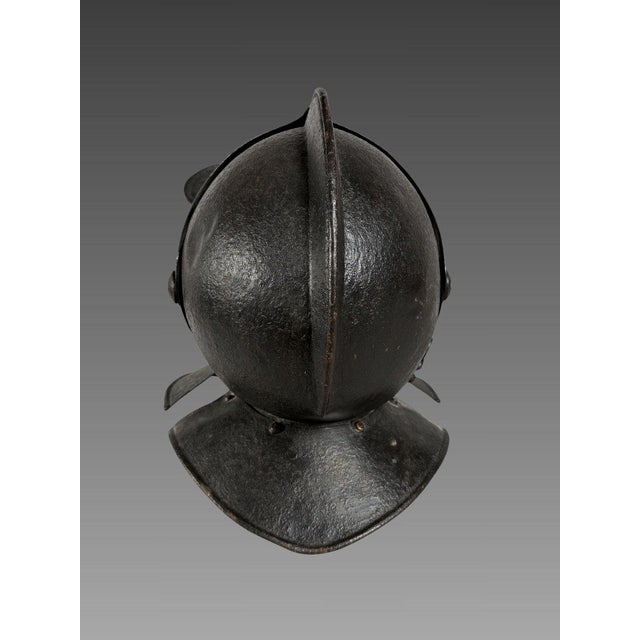 Metal 16th-century wrought iron "Savoyard" helmet For Sale - Image 7 of 11