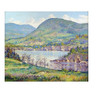 Mid 20th Century Impressionist Lakeside Landscape Painting For Sale