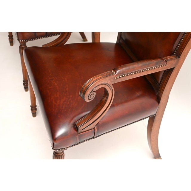 Wood Vintage Georgian Leather Armchairs, 1950, Set of 2 For Sale - Image 7 of 8