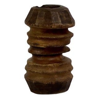Antique Salvaged Wooden Pulley-Like Unidentified Object With Multiple Tiered Grooves For Sale