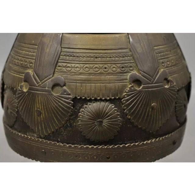 Indian 19th C. Antique Indian Brass and Wood Smoking Tobacco Jar, Box & Ashtray Set - 3 Pieces For Sale - Image 3 of 11