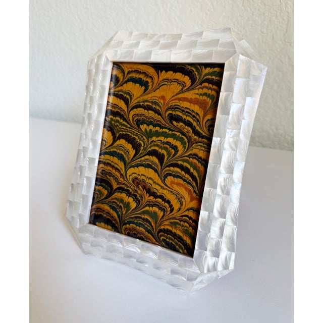 Art Deco Maitland Smith Style Mother of Pearl Picture Frame, Late 20th Century For Sale - Image 3 of 8