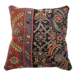 Traditional Navy Blue Antique Rug Pillow For Sale