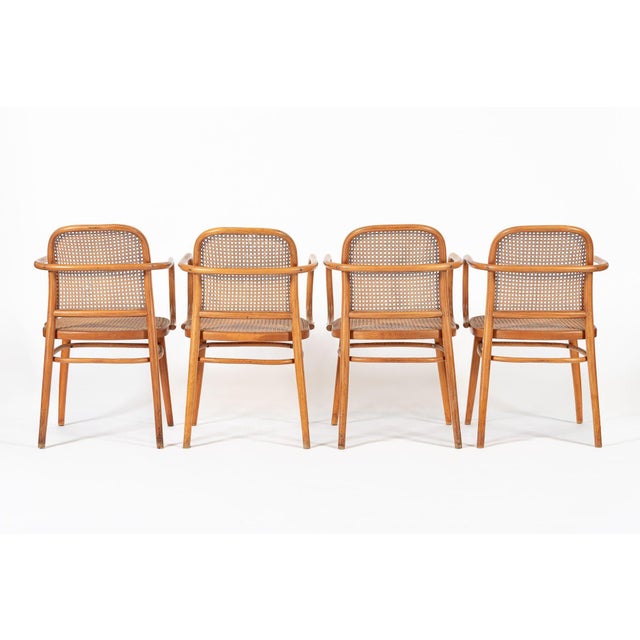 Mid-Century Modern Vintage Bent Wood & Wicker Cafe Dining Chairs by Josef Hoffman for Ligna For Sale - Image 3 of 17