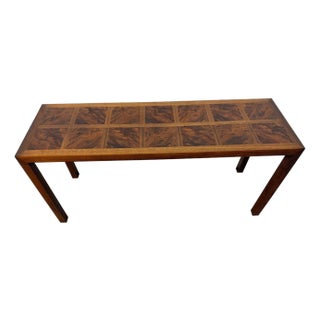 Mid-Century Modern Burled Wood Walnut Sofa Table For Sale