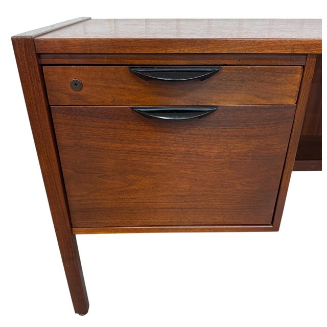 Wood Mid-Century Modern Jens Risom Walnut Writing Desk - Refinished For Sale - Image 7 of 9