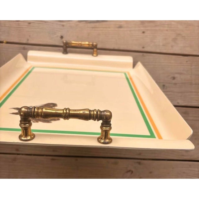 Vintage Signed Equestrian Horse Serving Tray With Brass Handles, 20.5” For Sale In Louisville - Image 6 of 11