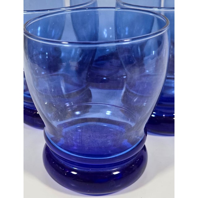 Glass Bangled Cobalt Lowballs- Set of Six For Sale - Image 7 of 11