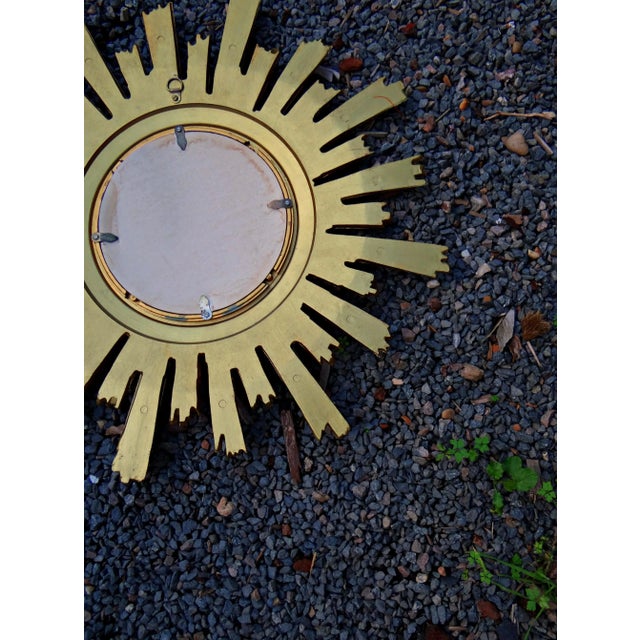 Mid-Century Golden Brass Witch Eye Sunburst Mirror, 1960s For Sale - Image 12 of 14