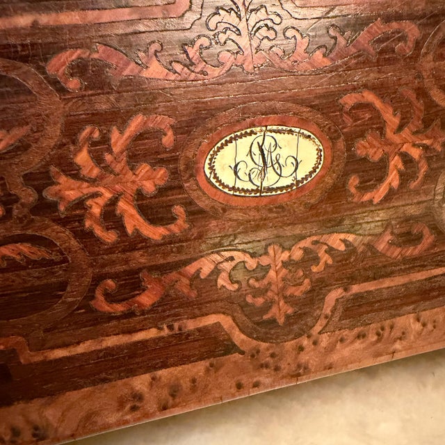 French Antique Napoleon III Style Glove Box or Jewelry Box Marquetry For Sale - Image 13 of 18