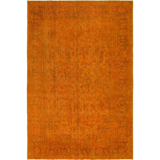 Shabby Chic No Pile Orange/Brown Wool Rug - 7'8'' X 11'5'' For Sale - Image 10 of 10