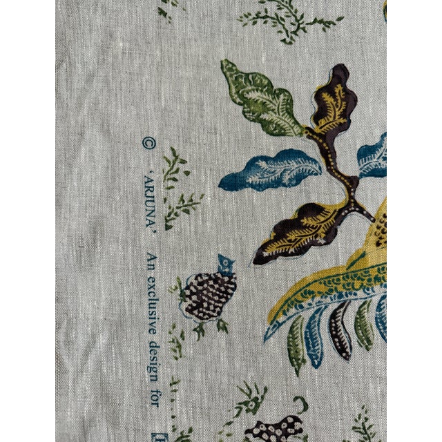 2020s Borderline Linen Fabric 4 Yards Arjuna - Lichen Multi For Sale - Image 5 of 8