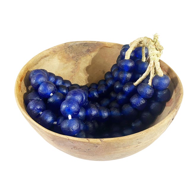 African African Jumbo Cobalt Blue Glass Trading Beads Necklace Set of Five For Sale - Image 3 of 7