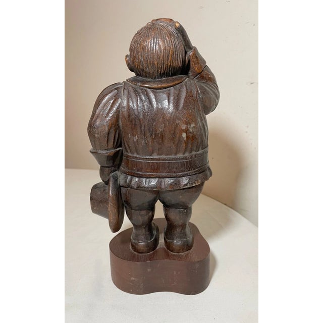 Antique Folk Art Hand Carved Wood Figural Pilgrim Man Sculpture Statue Figure For Sale - Image 9 of 11