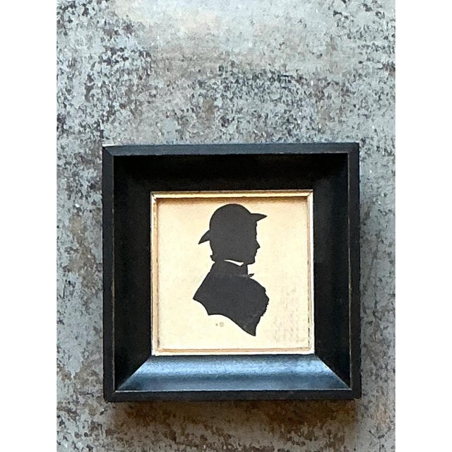 Early 20th Century Vintage Silhouette Portrait in Black Frame For Sale - Image 5 of 12