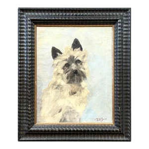 Vintage Boho Original Dog Portrait on Canvas