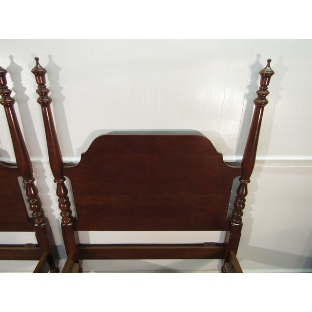 Colonial Furniture Solid Cherry Pair of Twin Size Poster Beds For Sale - Image 9 of 10