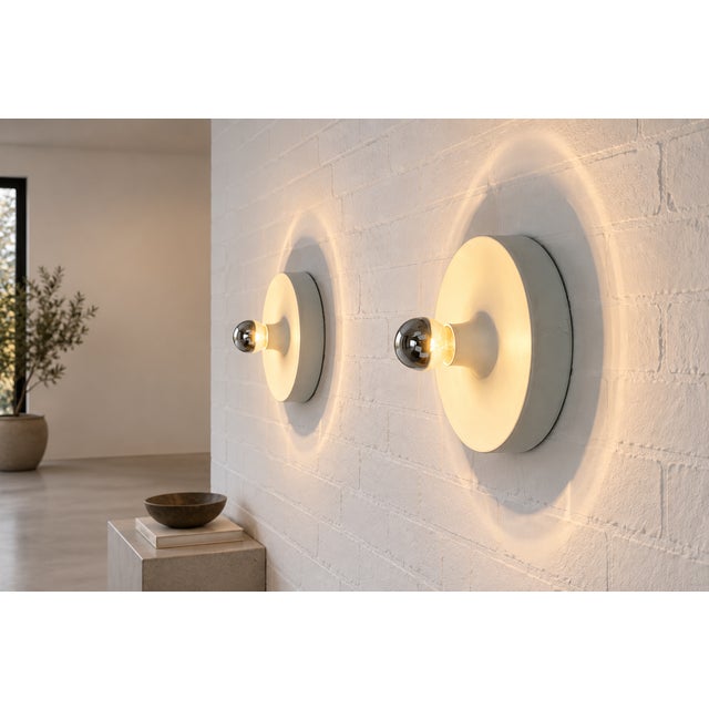 Mid-Century Modern German White Wall Lights, 1960s, Set of 2 For Sale - Image 3 of 16