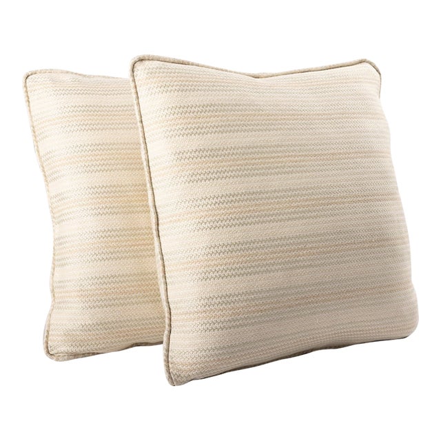 Milton Textiles Chainstitch Newport Throw Pillows - a Pair For Sale