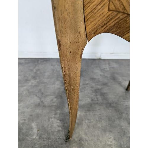 Metal Louis XV Style Marquetry Bedside Table with Marble Top For Sale - Image 7 of 8