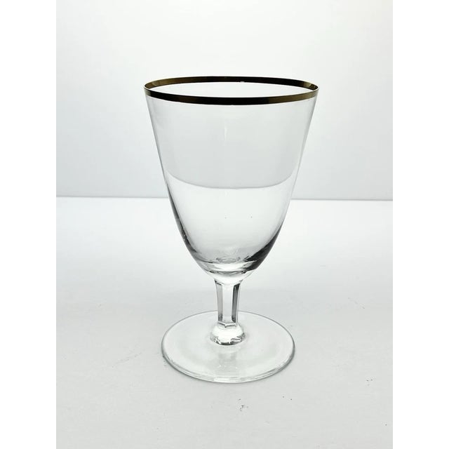 1960s 1960s Vintage Mid-Century Modern Minimalist 6 Gold Rim Crystal Iced Tea Glasses - Set of 6 For Sale - Image 5 of 6