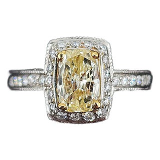 0.74 Ct Gia Certified Natural Yellow Diamond Ring Size 5.75 For Sale