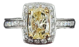 0.74 Ct Gia Certified Natural Yellow Diamond Ring Size 5.75