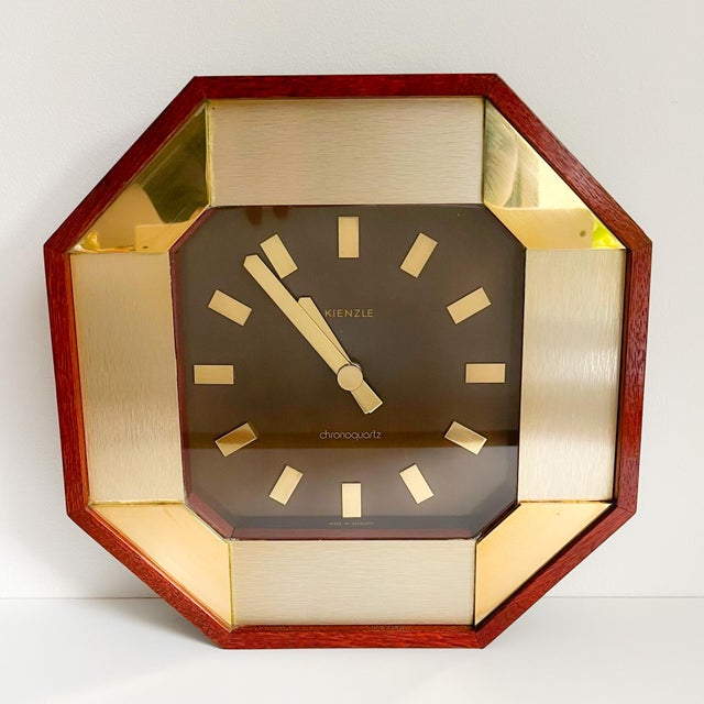 Kienzle Chronoquartz Wall Clock in Teak and Brass from Kienzle International, 1970s For Sale - Image 10 of 10