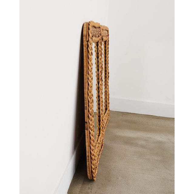 Mid 20th Century Pair of Organic Modern Rattan Wicker Wall Mirrors For Sale - Image 5 of 12