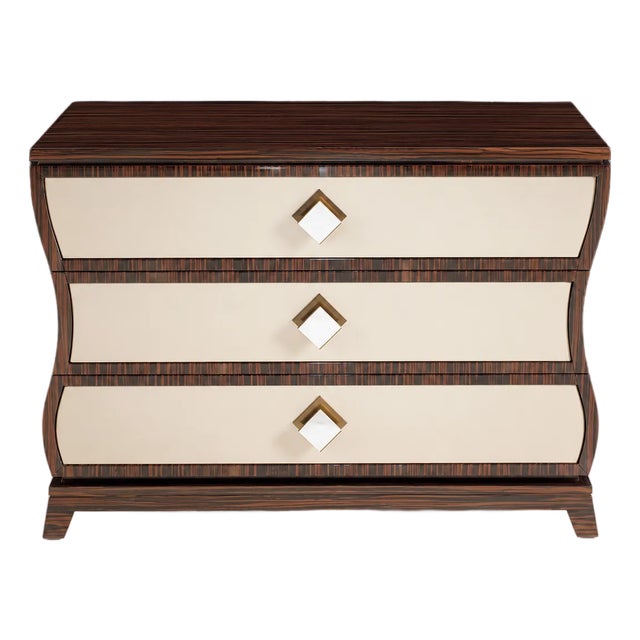 Modern Italian Makassar Ebony Nightstand With Smoked Mirror Drawers For Sale