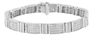 14K White Gold 7.0 Cttw Princess Cut Diamond 7" Alternating Vertical and Horizontal Rectangular Link Tennis Bracelet (H-I Color, SI2-I1 Clarity)