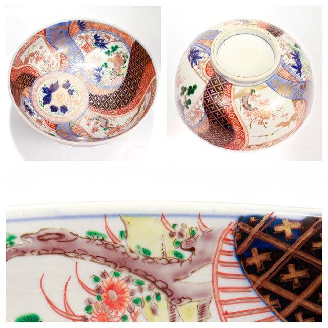 Antique Japanese Meiji Period Imari Porcelain Punch Bowl or Centerpiece For Sale - Image 10 of 12