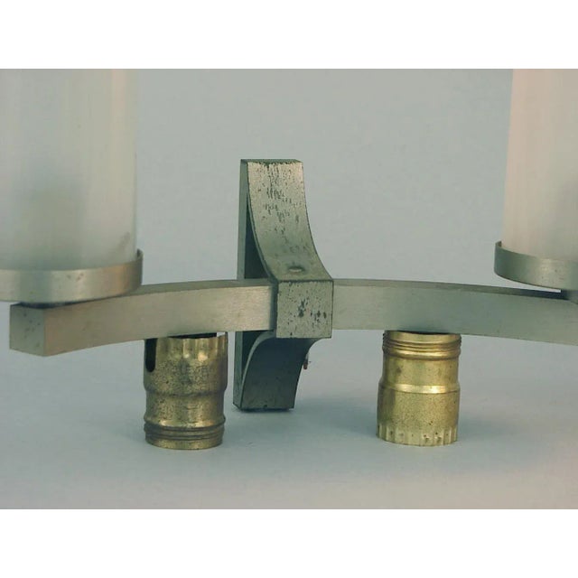 French 1970s Pair of French All-Aluminum Modernist Sconces -- Four Lights, Four Glass Tubes For Sale - Image 3 of 7