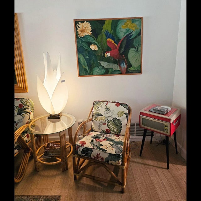 Large Tropical Hawaiian Scenic W Parrot Oil on Canvas Signed Pia Tole 1946 For Sale In Los Angeles - Image 6 of 6