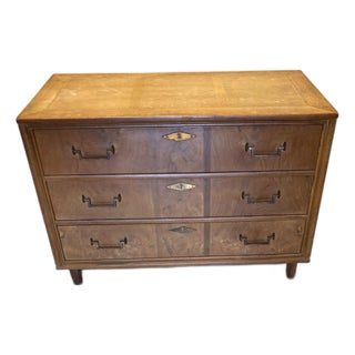 Vintage Mastercraft Burl Wood Three-Drawer Chest or Nightstand For Sale