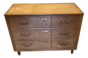 Vintage Mastercraft Burl Wood Three-Drawer Chest or Nightstand