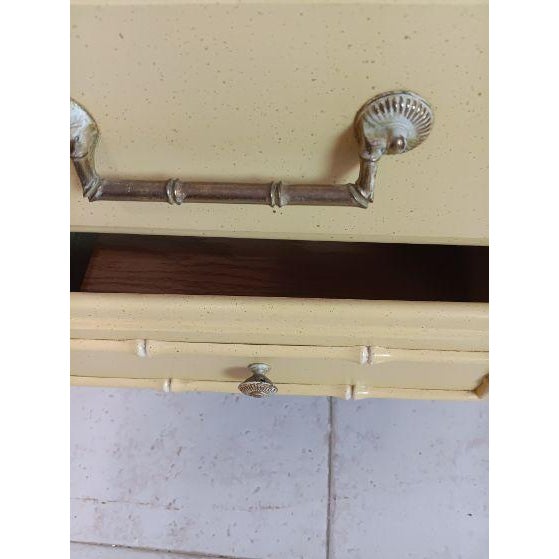 Vintage Hollywood Regency Nightstand Two Drawer Yellow Color For Sale In Naples, FL - Image 6 of 9