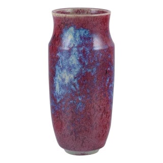 French Ceramic Vase in Glaze in Shades of Blue-Violet For Sale